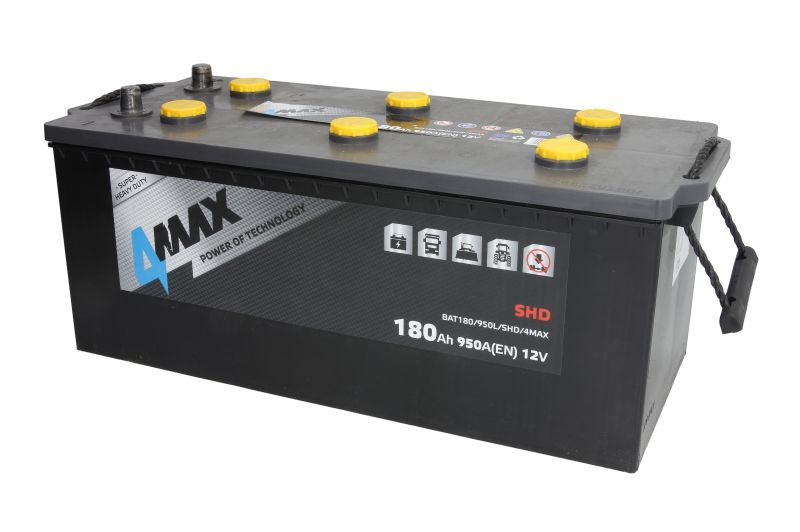 4MAX BAT180/950L/SHD – 12V 180Ah 950A Bezapkopes Akumulators (Kreisais +)