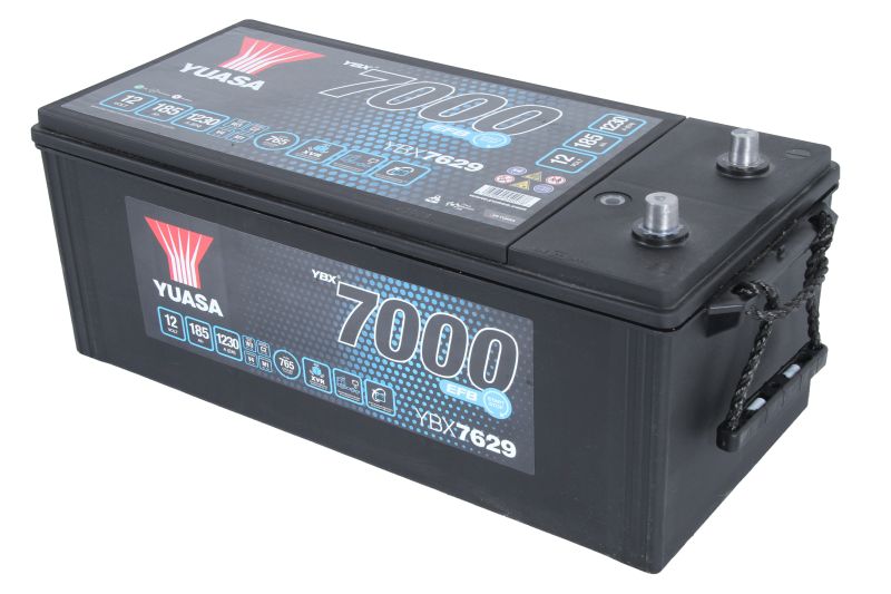 YUASA YBX7629 – 12V, 185Ah, 1230A, Bezapkopes akumulators (Kreisais +)